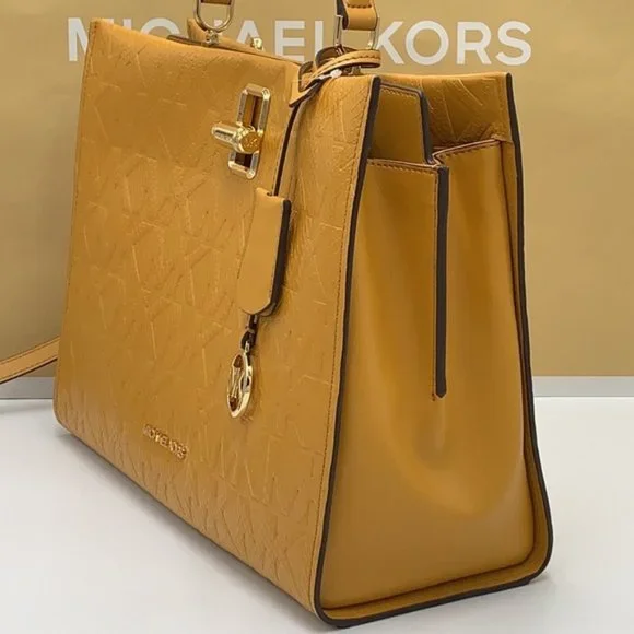 Michael Kors Penelope Large Top Handle Satchel Marigold Color - Picture 11 of 15